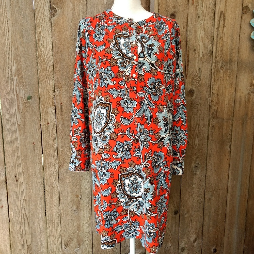 LOFT Orange Paisley Midi Dress